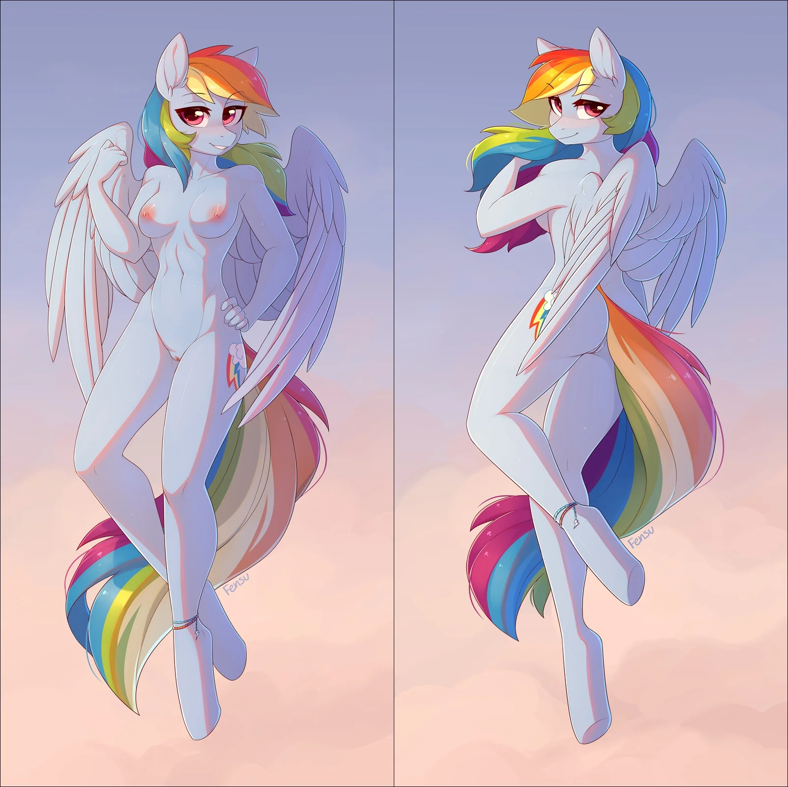 Anthro Rainbow Dash by Fensu - Inflatable body pillow - Image 4